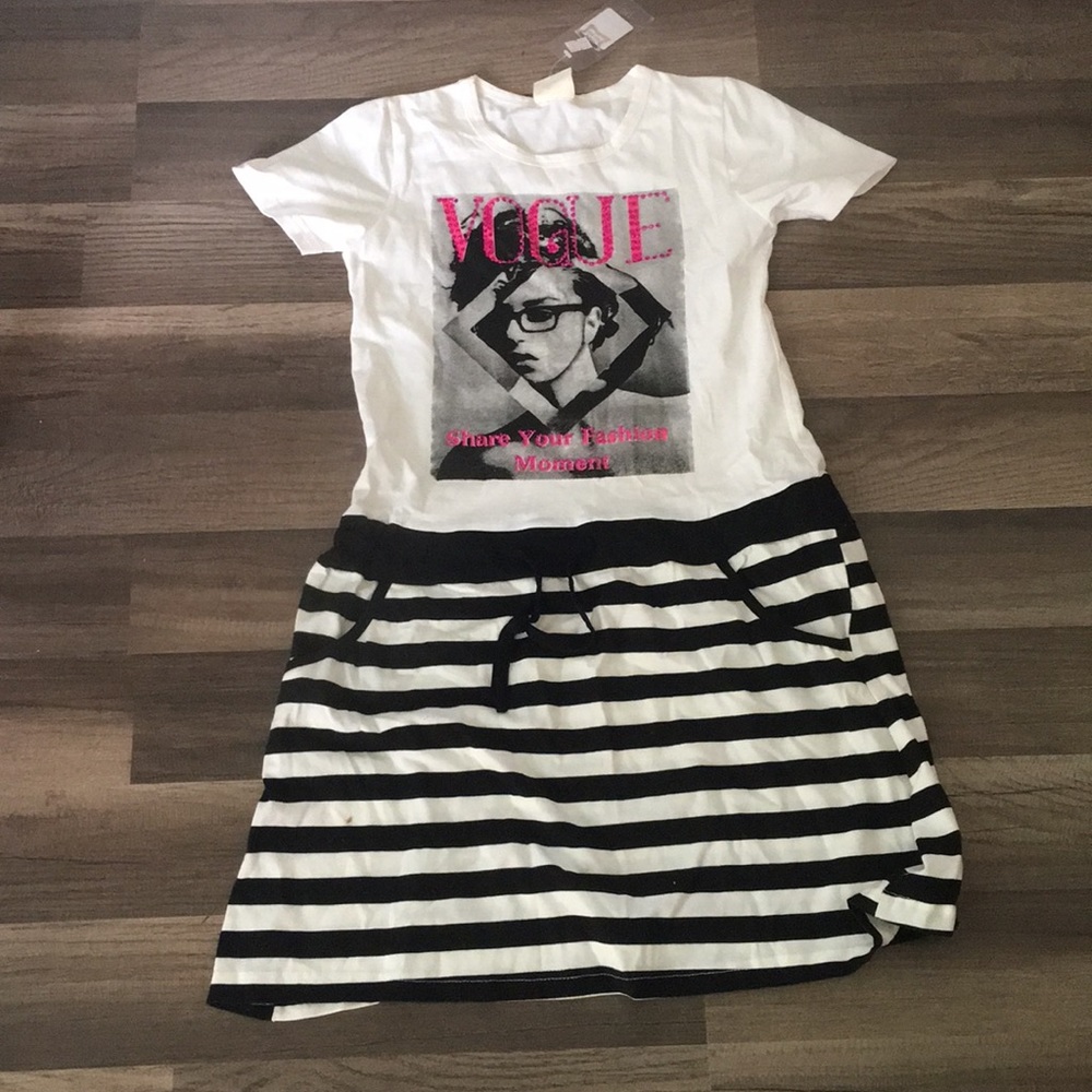 White and black dress
